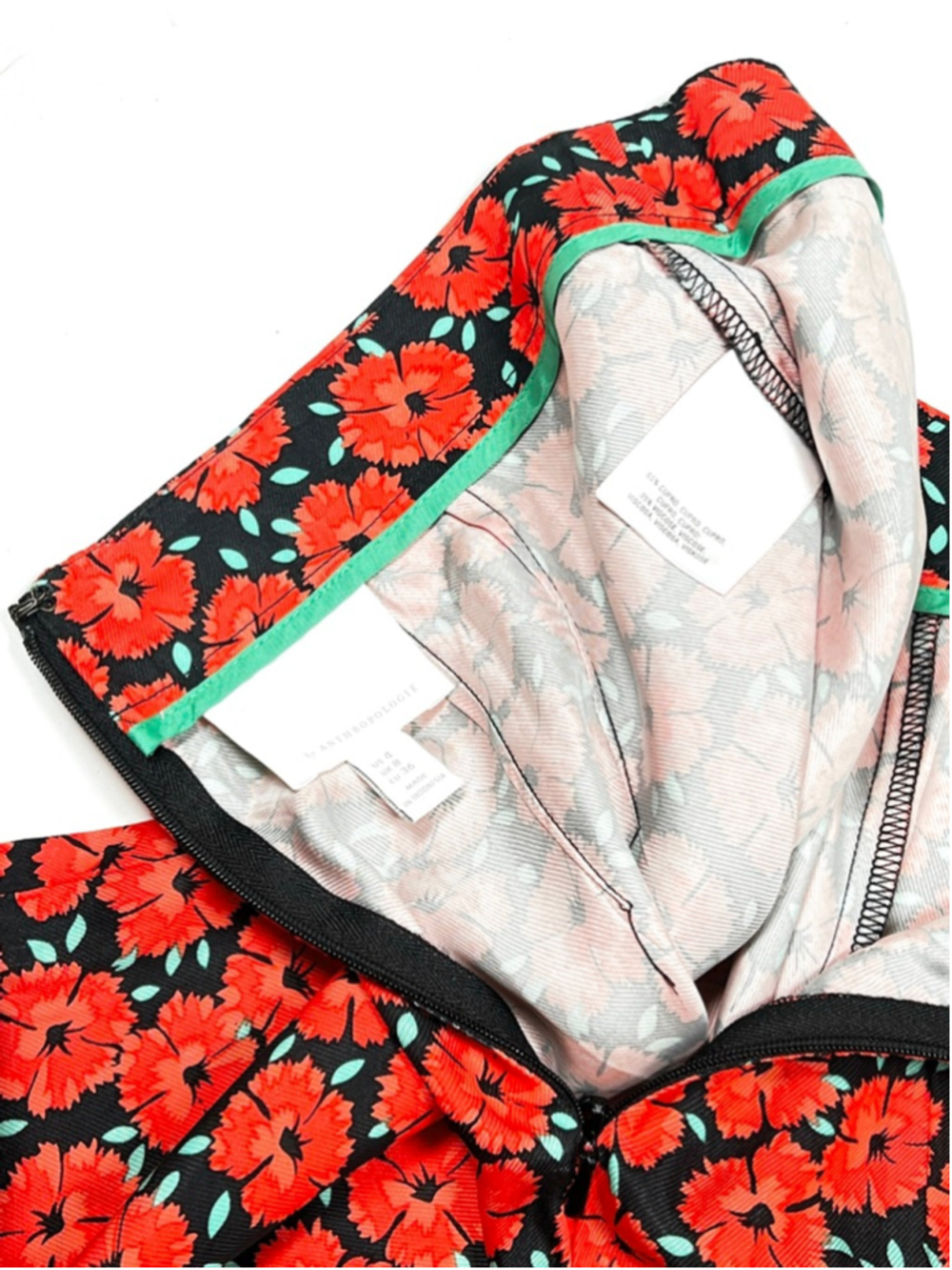 Anthropologie Womans Pants Red Floral Wide Leg Ruffke Pants Size 6 Viscose Cupro - Picture 10 of 10